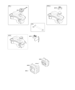 Exhaust System, Fuel Supply Diagram and Parts List for  Briggs and Stratton Engine